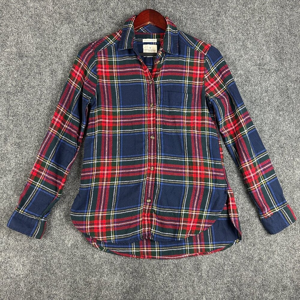 American Eagle Outfitters Shirt Womens XS Boyfriend Fit Flannel Ah Mazingly Soft